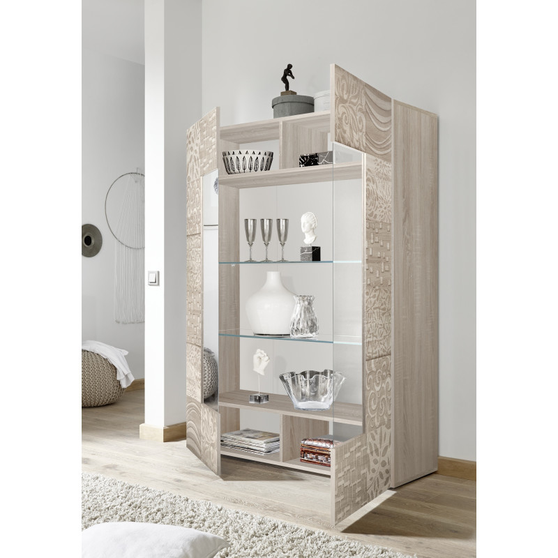 Vitrine 2 portes CARO CHENE 121 cm