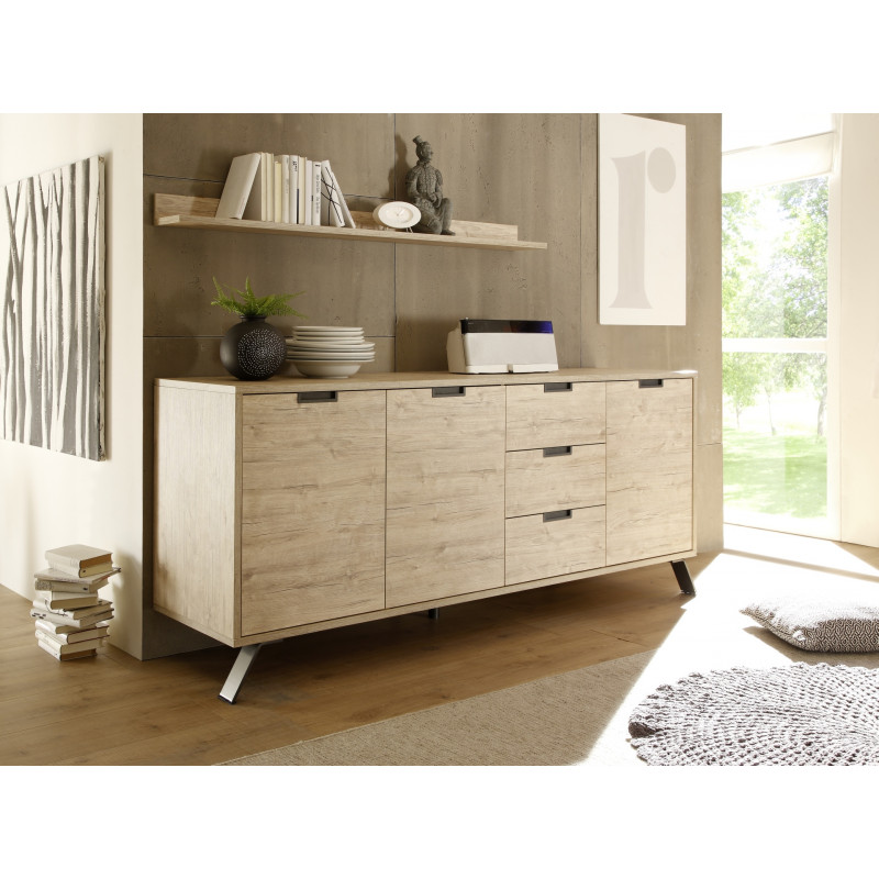 Buffet 3 portes - 3 tiroirs MAJORQUE CHENE 207 cm