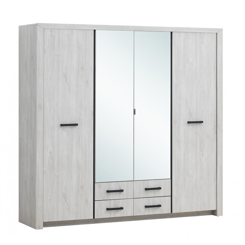 Armoire contemporaine 4 portes et 4 tiroirs 218 cm DESIR