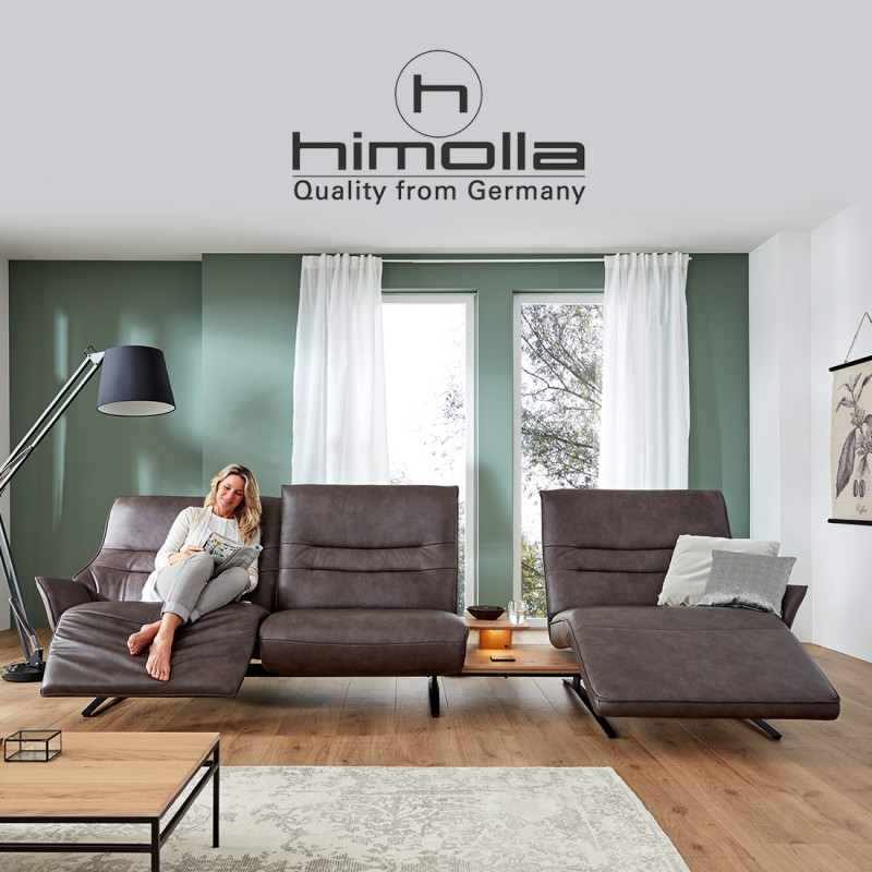 Canapé d'angle 321 cm Lounger 4905 en cuir avec 2 relax électriques et 1 chaise longue électrique de la marque HIMOLLA
