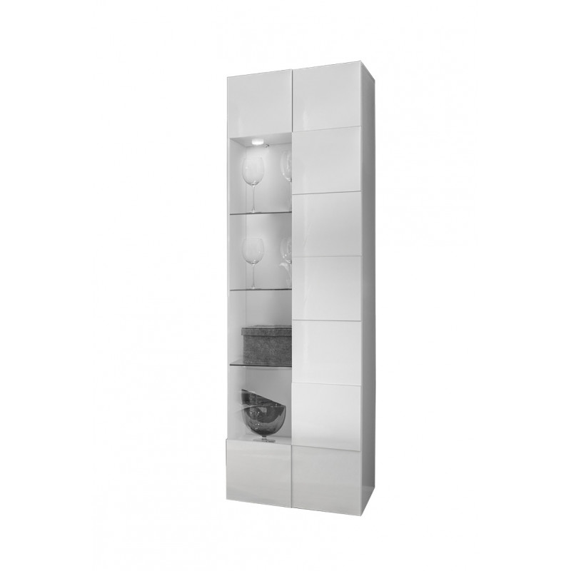 Vitrine design 1 porte 60 cm DAMIEN en blanc brillant