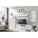 Ensemble meuble TV contemporain DAMIEN 300 x 200 cm en blanc brillant