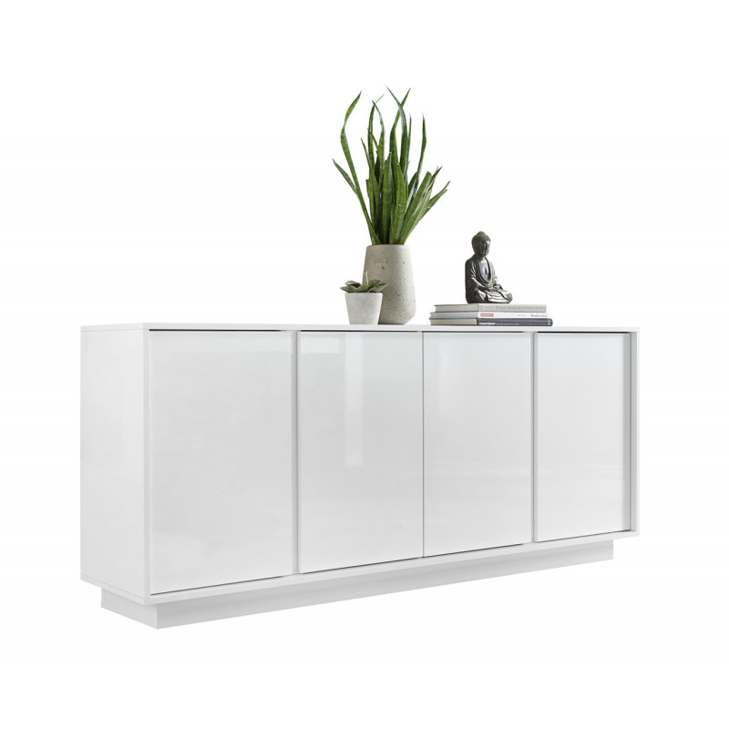 Buffet 4 portes 180 cm Rocket White en blanc brillant