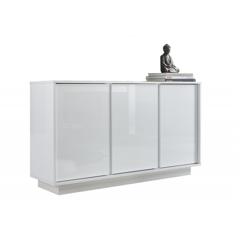 Buffet 3 portes 138 cm Rocket White en blanc brillant