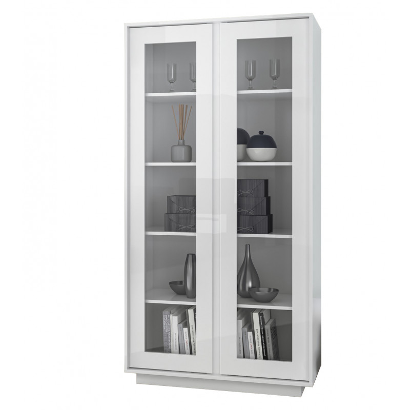 Vitrine 2 portes 92 cm Rocket White en blanc brillant