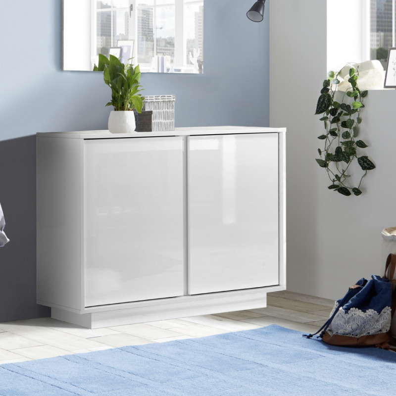 Buffet 2 portes 92 cm Rocket White en blanc brillant