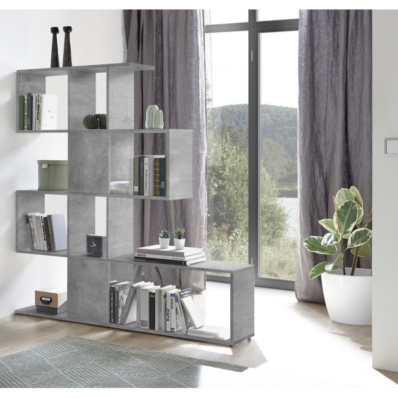 Biblothèque 139 cm ZITA en décor béton