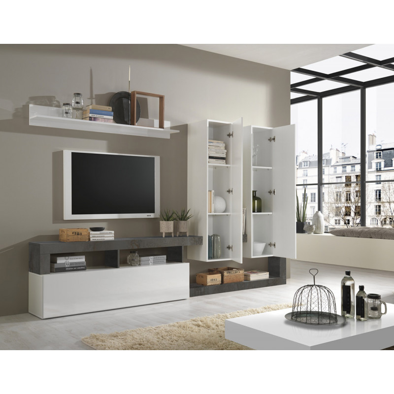 Ensemble meuble TV design BURGA 277 cm en coloris oxyde
