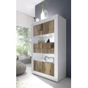 Vaisselier-vitrine 4 portes BERGAME PERO en coloris blanc brillant et pero