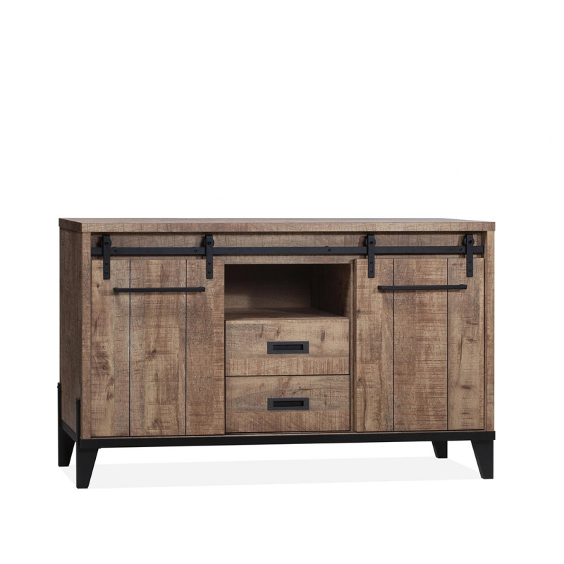 Buffet 160 cm Vigo avec 2 portes et 2 tiroirs, en décor Mango