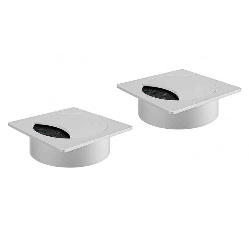 Lot de 2 passe-câbles 1500063 en zamak blanc pour bureau et table de travail