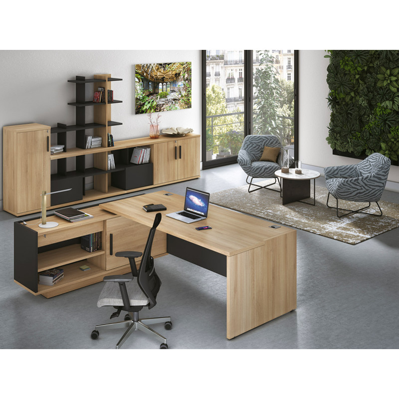 Bureau BRABANT avec retour gauche en 180 cm ou 200 cm - en 2 finitions