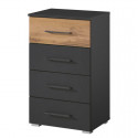 Commode chiffonnier 40 cm Boston en décor chêne Artisan avec 4 tiroirs