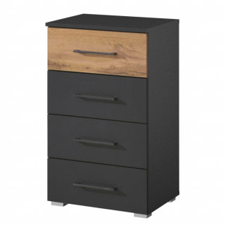 Commode chiffonnier 40 cm Boston en décor chêne Artisan avec 4 tiroirs
