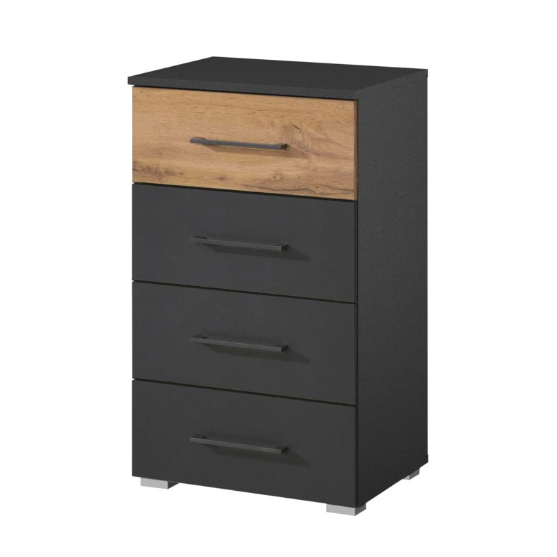 Commode chiffonnier 40 cm Boston en décor chêne Artisan avec 4 tiroirs