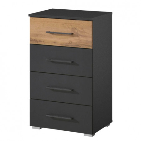 Commode chiffonnier 40 cm Boston en décor chêne Artisan avec 4 tiroirs