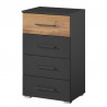 Commode chiffonnier 40 cm Boston en décor chêne Artisan avec 4 tiroirs