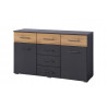 Commode 120 cm Boston en décor chêne Artisan avec 2 portes et 6 tiroirs