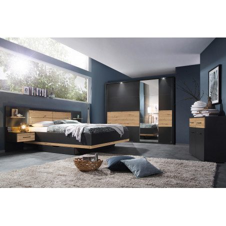 Commode 120 cm Boston en décor chêne Artisan avec 2 portes et 6 tiroirs