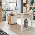 Bureau LEON 158 cm en décor chêne navarra et blanc
