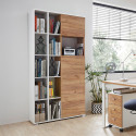 Armoire de bureau LEON en décor chêne navarra et blanc
