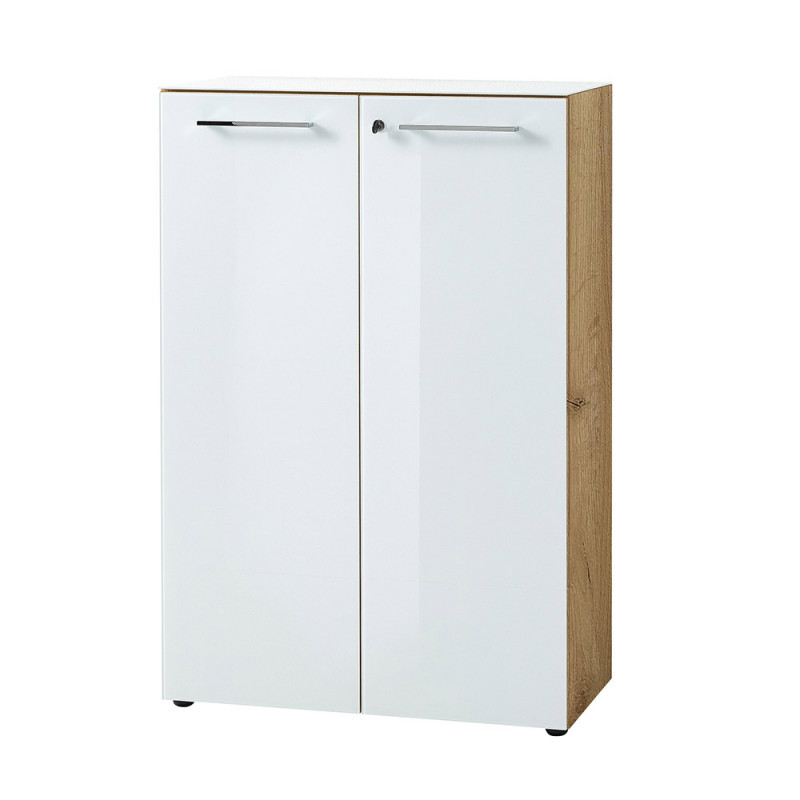 Armoire de bureau basse MARTY proposée en 2 finitions