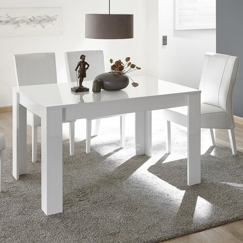 Table de salle à manger extensible BURGA 137 (+48) en blanc brillant