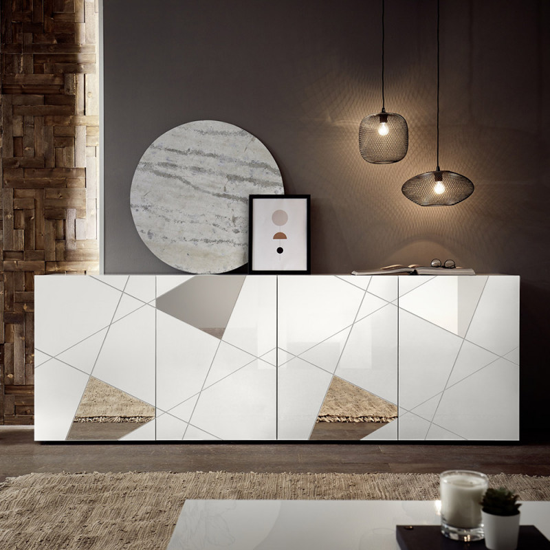 Buffet contemporain Hampton Blanc avec 4 portes