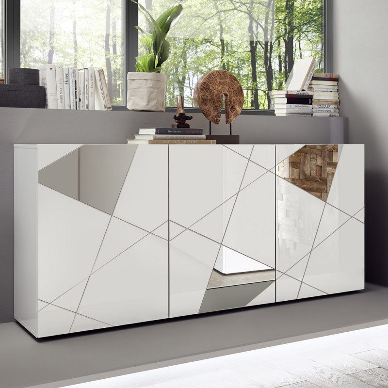 Buffet contemporain Hampton Blanc avec 3 portes