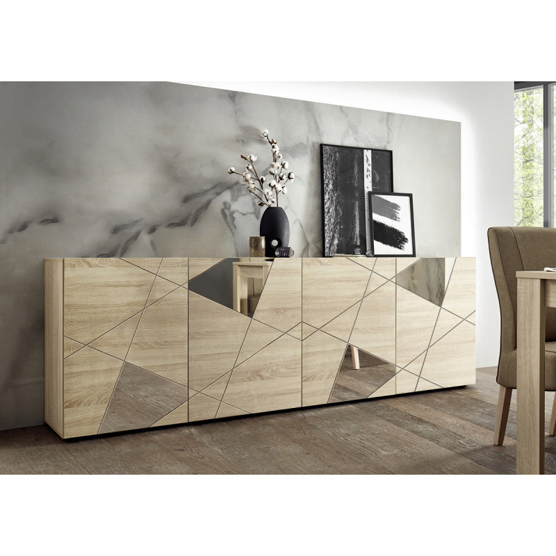 Buffet contemporain Hampton Chene avec 4 portes