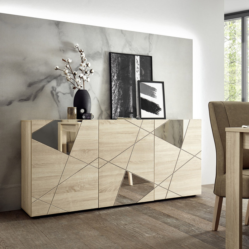 Buffet contemporain Hampton Chene avec 3 portes
