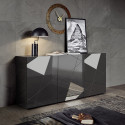 Buffet contemporain Hampton Gris avec 3 portes