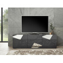 Meuble TV contemporain Hampton Gris avec 3 portes