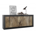 Buffet 4 portes BERGAME BLACK en coloris noir mat et pero