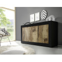 Buffet 3 portes BERGAME BLACK en coloris noir mat et pero