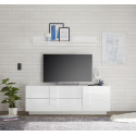 Meuble TV Venus Blanc 182 cm avec 1 porte et 2 tiroirs en coloris blanc brillant