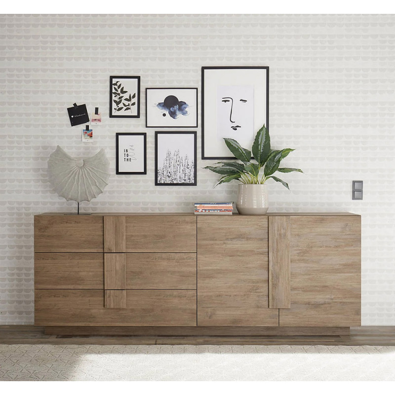 Buffet Venus Chene 241 cm avec 2 portes et 3 tiroirs