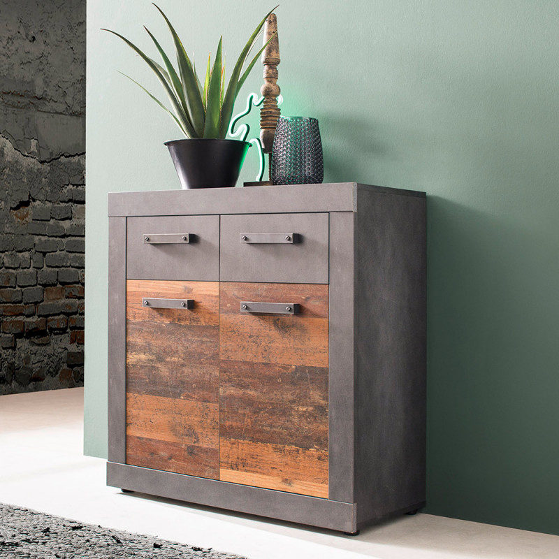 Buffet commode Indiana 82 cm avec 2 portes et 2 tiroirs