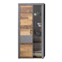Vitrine Indiana 87 cm avec 1 porte pleine et 1 porte vitrée