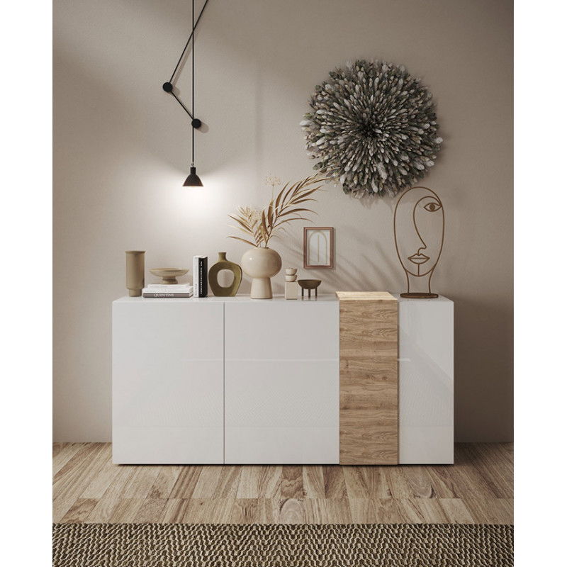 Buffet Saturne Blanc/Cadiz 181 cm avec 3 portes