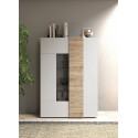 Vitrine moderne blanche 2 portes SATURNE avec décor