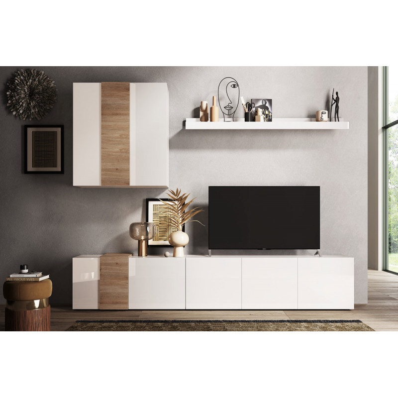 Ensemble meuble TV Saturne Blanc/Cadiz