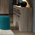 Commode CALLISTO en décor chêne clair avec 1 tiroir et 2 portes