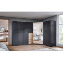 Grande armoire en angle KENORA en décor gris mat et chene artisan