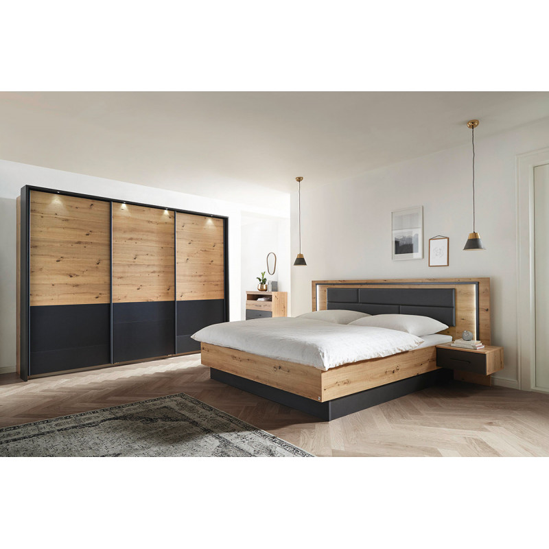 Chambre adulte YANIS avec armoire portes coulissantes 271 cm et lit 160 cm