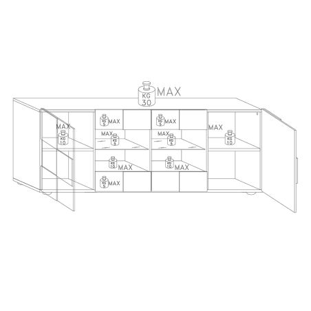 Bahut-buffet design 241 cm DAMIEN