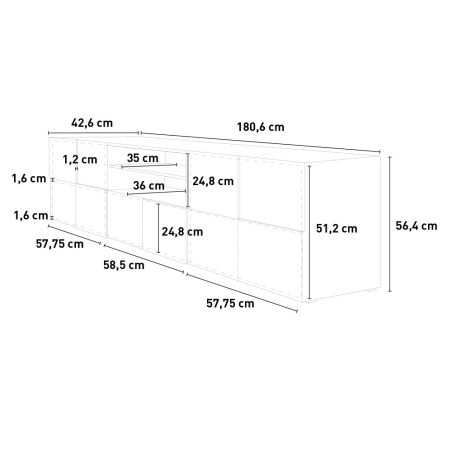 Meuble TV design 181 cm DAMIEN