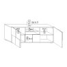 Meuble TV design 181 cm DAMIEN GRIS